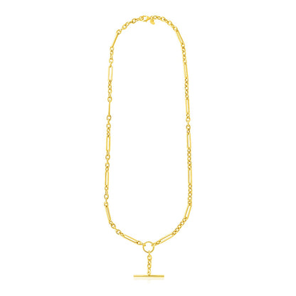 14k Yellow Gold Alternating Oval and Round Chain with Toggle Necklace