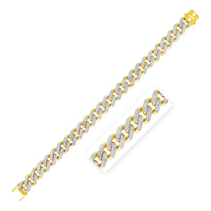 14k Two Tone Gold Curb Chain with White Pave Bracelet