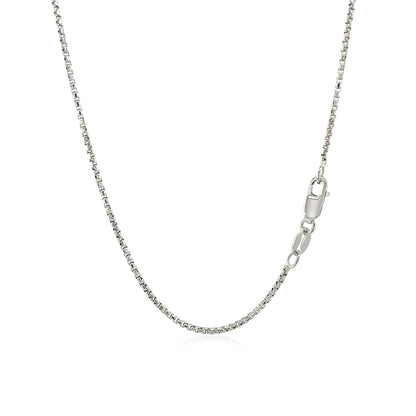 1.3mm Sterling Silver Rhodium Plated Round Box Chain