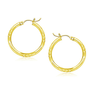 10k Yellow Gold Diamond Cut Hoop Earrings