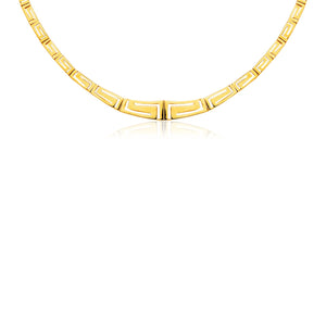 14K Yellow Gold with Graduated Greek Meander Motif Links Necklace