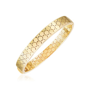 8.9mm 14k Yellow Gold High Polish Honeycomb Bangle