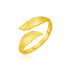 14k Yellow Gold Bypass Style  with Leaves Toe Ring