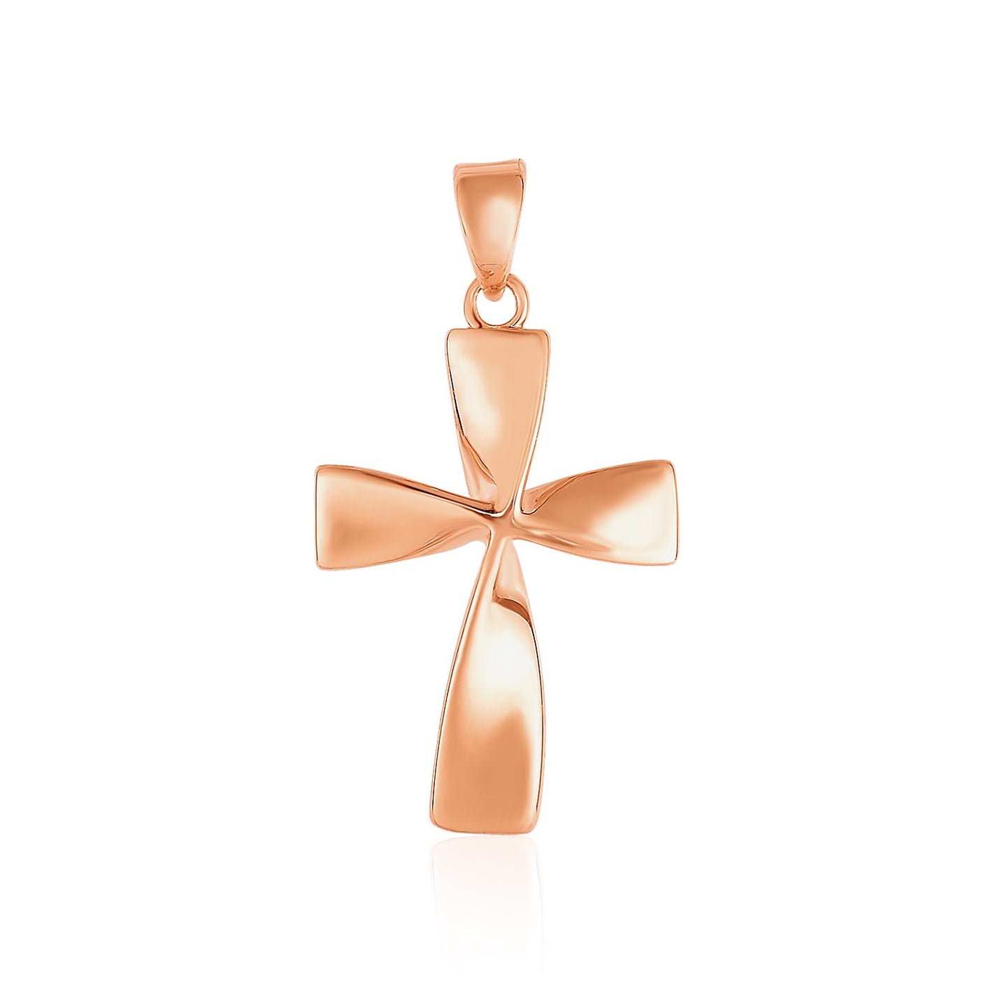 14k Rose Gold Flat Twisted Cross Pendant