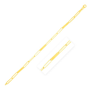 14k Yellow Gold Alternating Paperclip Chain Link and Gold Bar Bracelet