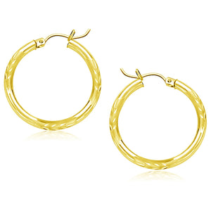 10k Yellow Gold Diamond Cut Hoop Earrings