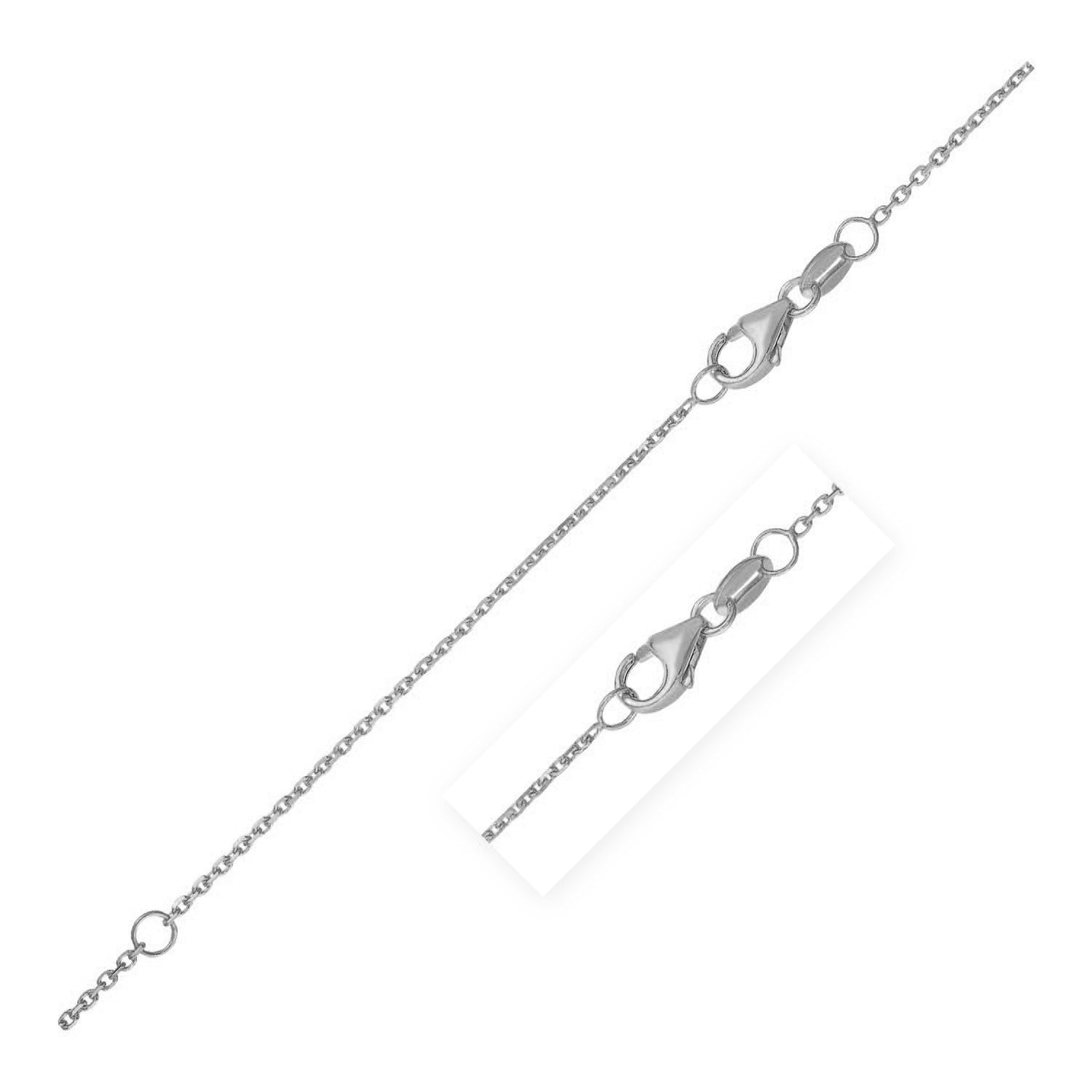 0.87mm 10k White Gold Double Extendable Diamond Cut Cable Chain