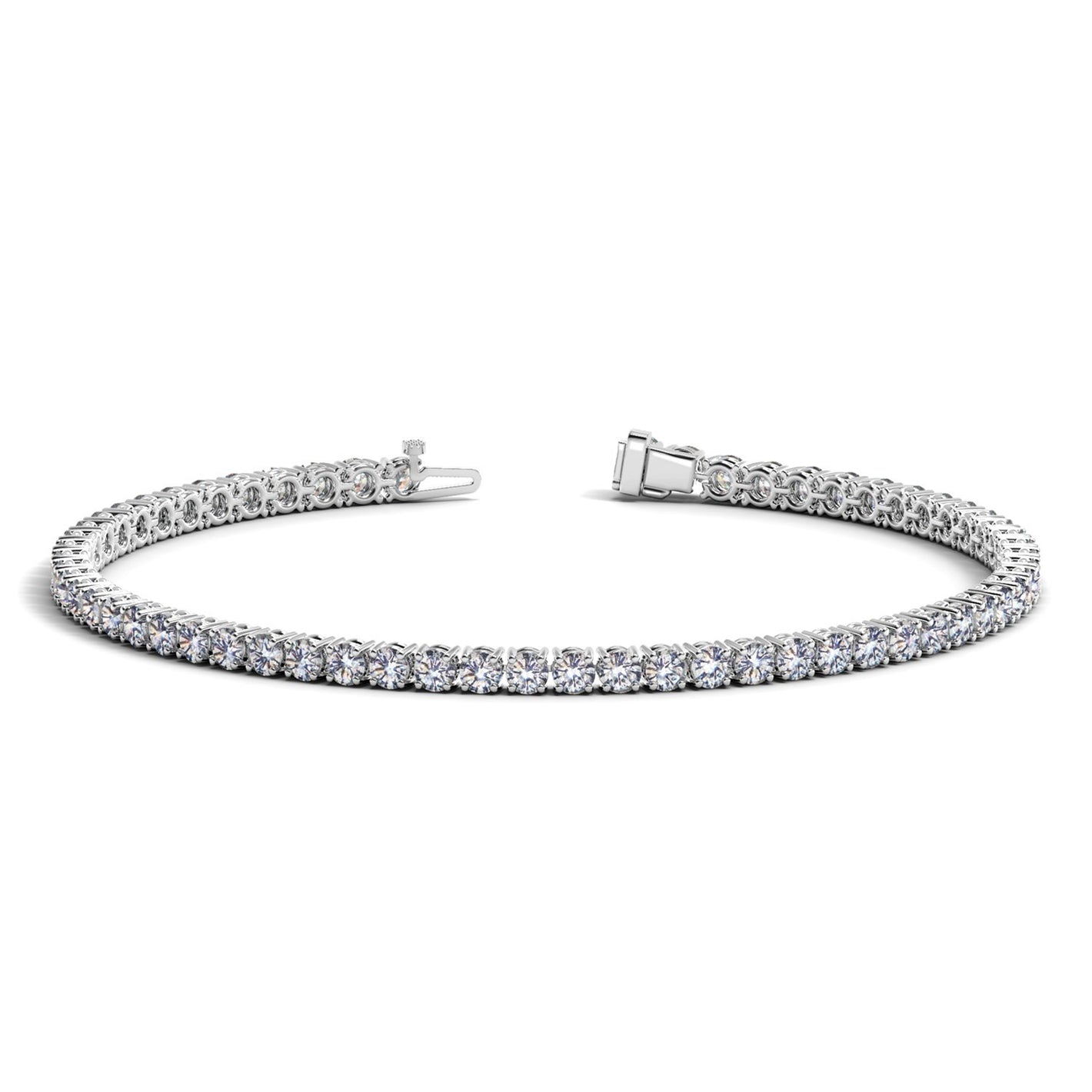 4 cctw Lab Grown Round Diamond Tennis Bracelet in 14k White Gold (F/G  VS2/SI1)