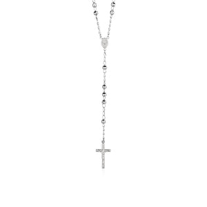 Sterling Silver Rosary Chain and Large Bead Necklace