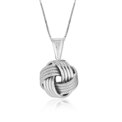 Sterling Silver  with a Ridge Textured Love Knot Design Pendant