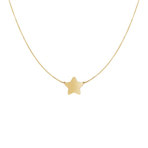 14k Yellow Gold with Five Pointed Star Necklace