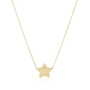 14k Yellow Gold with Five Pointed Star Necklace