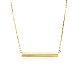 14k Yellow Gold with a Shiny Flat Bar Necklace