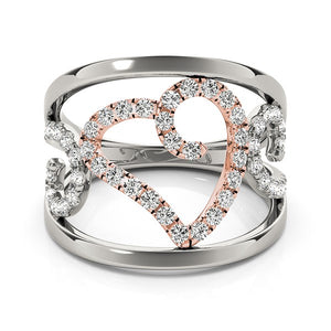 1/4 cttw Heart Motif Filigree Style Diamond Ring in 14k White And Rose Gold