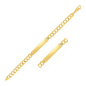 14k Yellow Gold Mens Curb Chain ID Bracelet