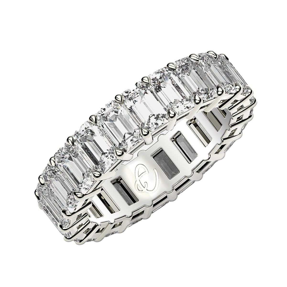 2 cttw Emerald Cut Lab Grown Diamond Eternity Ring in 14k White Gold (FG/VS2)