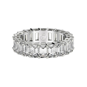 2 cttw Emerald Cut Lab Grown Diamond Eternity Ring in 14k White Gold (FG/VS2)