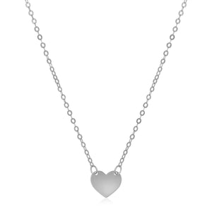 14k White Gold Polished Mini Heart Necklace