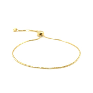 14k Yellow Gold Adjustable Lariat Style Heart Motif Bracelet