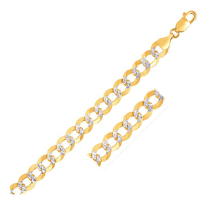 10mm 14k Two Tone Gold Pave Curb Bracelet