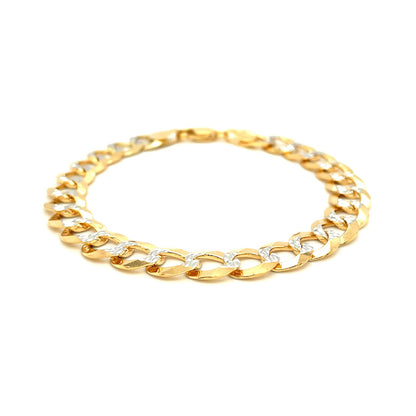 10mm 14k Two Tone Gold Pave Curb Bracelet