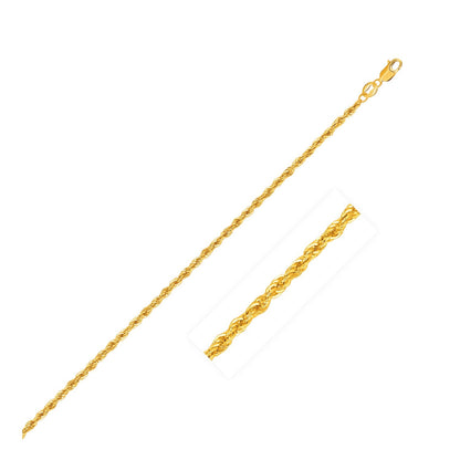 1.5mm 10k Yellow Gold Light Rope Chain