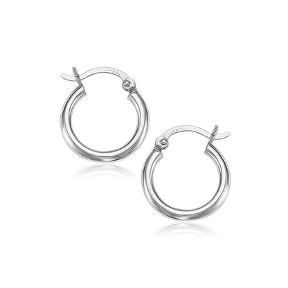 10k White Gold Polished Hoop Earrings