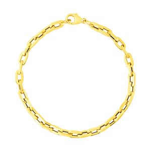 14k Yellow Gold Paperclip Chain  with Three Diamond Links Bracelet