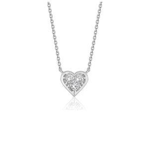 14k White Gold Diamond Heart Design Pendant Necklace