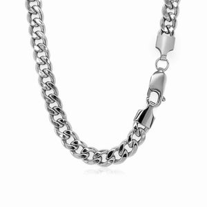 5.5mm 14k White Gold Miami Cuban Semi Solid Chain