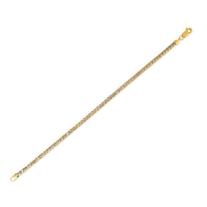 3.1 mm 14k Yellow Gold  Round Pave Franco Chain Bracelet