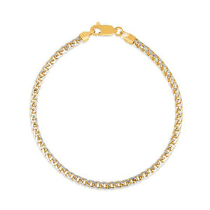 3.1 mm 14k Yellow Gold  Round Pave Franco Chain Bracelet