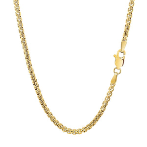 2.5mm 14k Yellow Gold Solid Round Box Chain