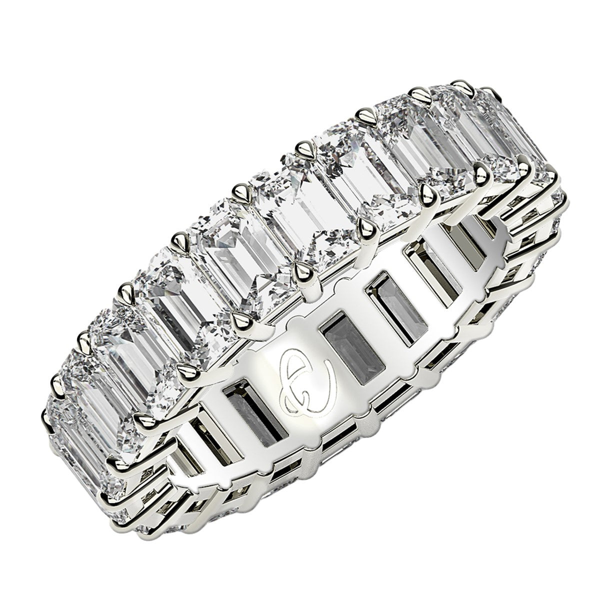 4 cttw Emerald Cut Lab Grown Diamond Eternity Ring in 14k White Gold (FG/VS2)