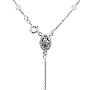 Sterling Silver Polished Rosary Chain and Bead Necklace