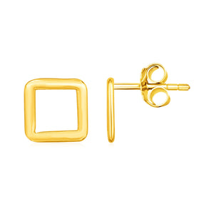 14k Yellow Gold with Open Squares Post Earrings