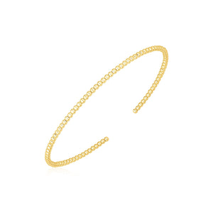 2mm 14k Yellow Gold High Polish Bead Cuff Bangle