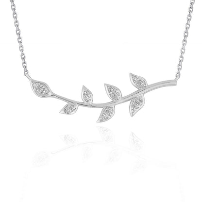 14k White Gold  Vine Design Pendant Necklace