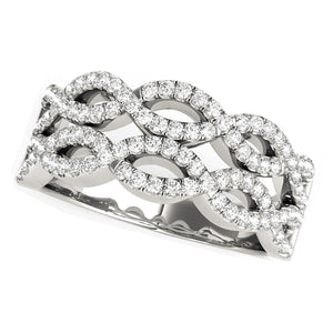 5/8 cttw Diamond Studded Double Interlocking Waves Ring in 14k White Gold