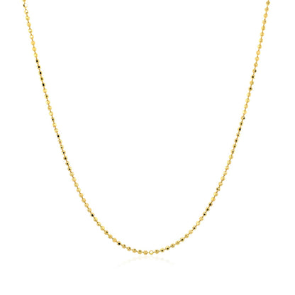 1.0mm 14k Yellow Gold Diamond Cut Bead Chain