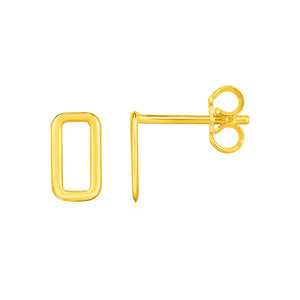 14k Yellow Gold  with Open Rectangles Post Earrings