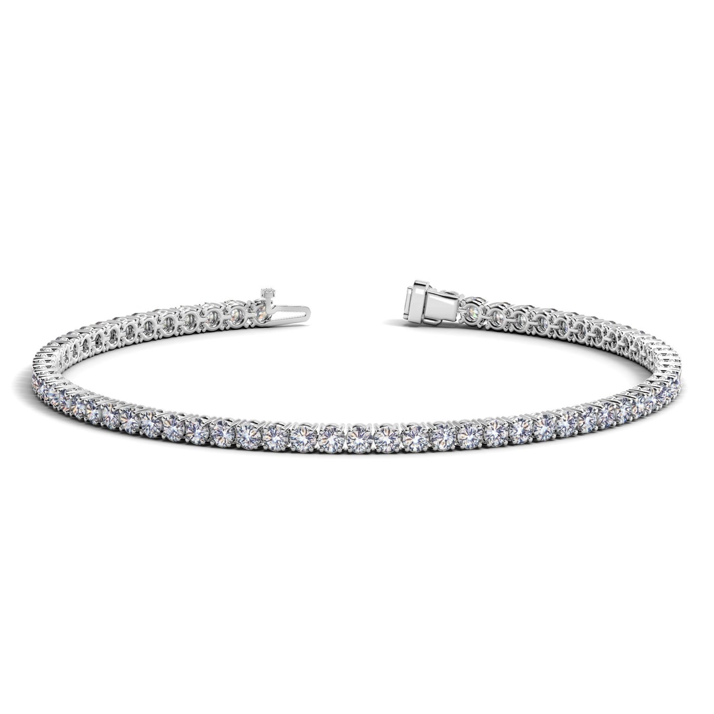 3 cctw Lab Grown Round Diamond Tennis Bracelet in 14k White Gold (F/G VS2/SI1)