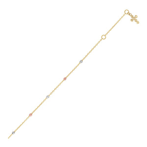 14k Tri Color Gold  with Cross Anklet