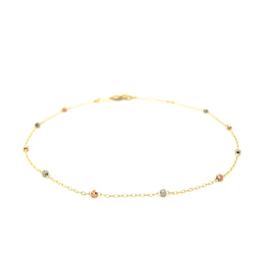 14k Tri Color Gold  with Cross Anklet