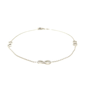 Sterling Silver with Infinity Symbols Anklet