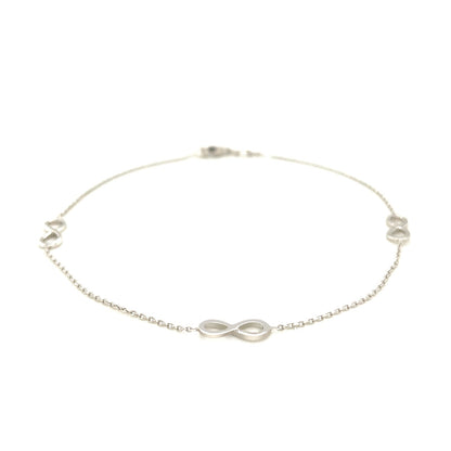 Sterling Silver with Infinity Symbols Anklet