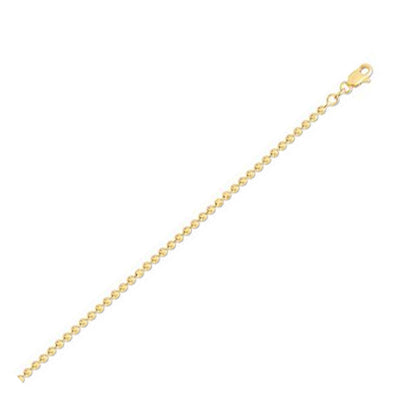 2.5mm 14k Yellow Gold Moon Cut Bead Chain