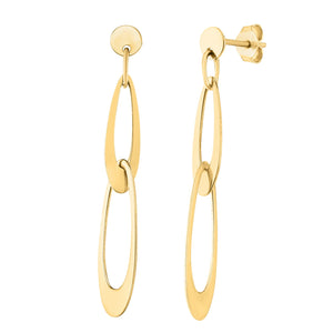 14k Yellow Gold Italian Oval Link Earrings