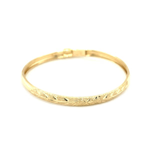 10k Yellow Gold Dome Childrens Diamond Cut Florentine Bangle