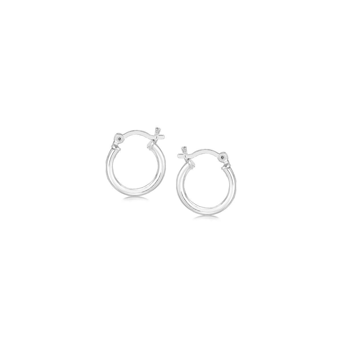 Sterling Silver Rhodium Plated Thin and Small Polished Hoop Earrings